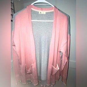 Women’s OVLA Cardigan Sweater Pink & Gray Long Sleeve Size Small